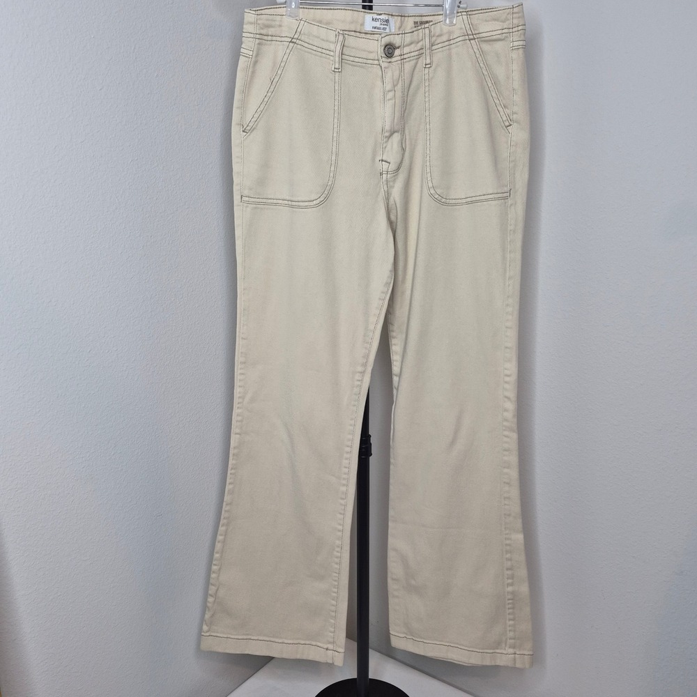 Kensie Jeans Vintage Luxe The Savannah High Rise Flare Cream Denim Size 12/31